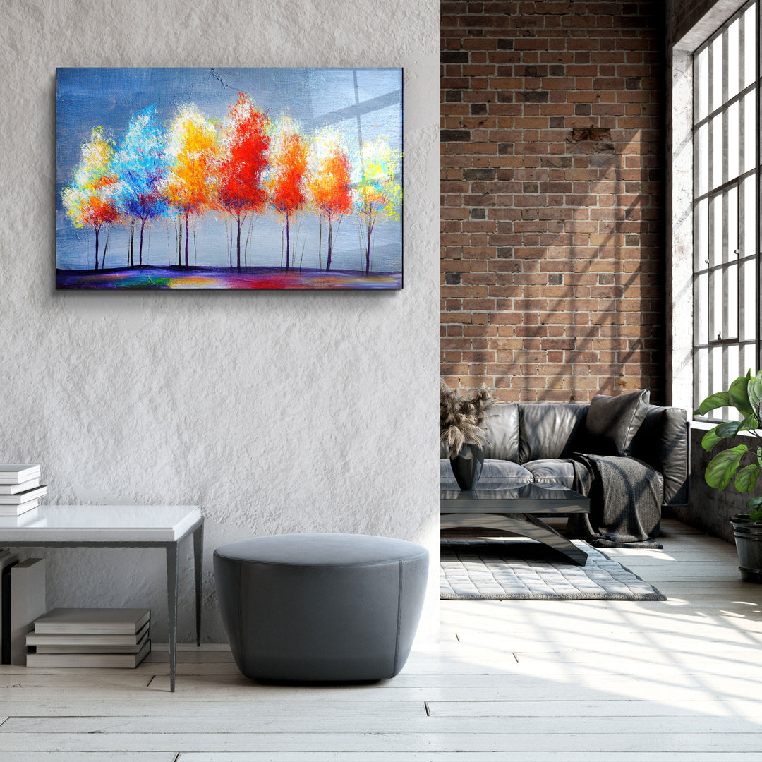 ・"Colorful Trees"・Glass Wall Art | Artdesigna Glass Printing Wall Arts.