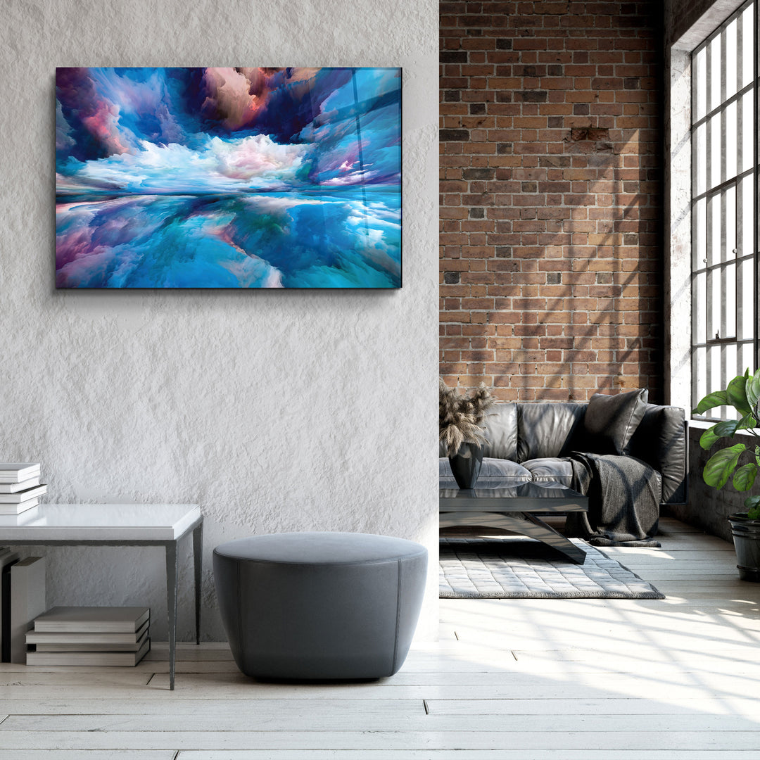 ・"Blue Clouds"・Glass Wall Art | Artdesigna Glass Printing Wall Arts.