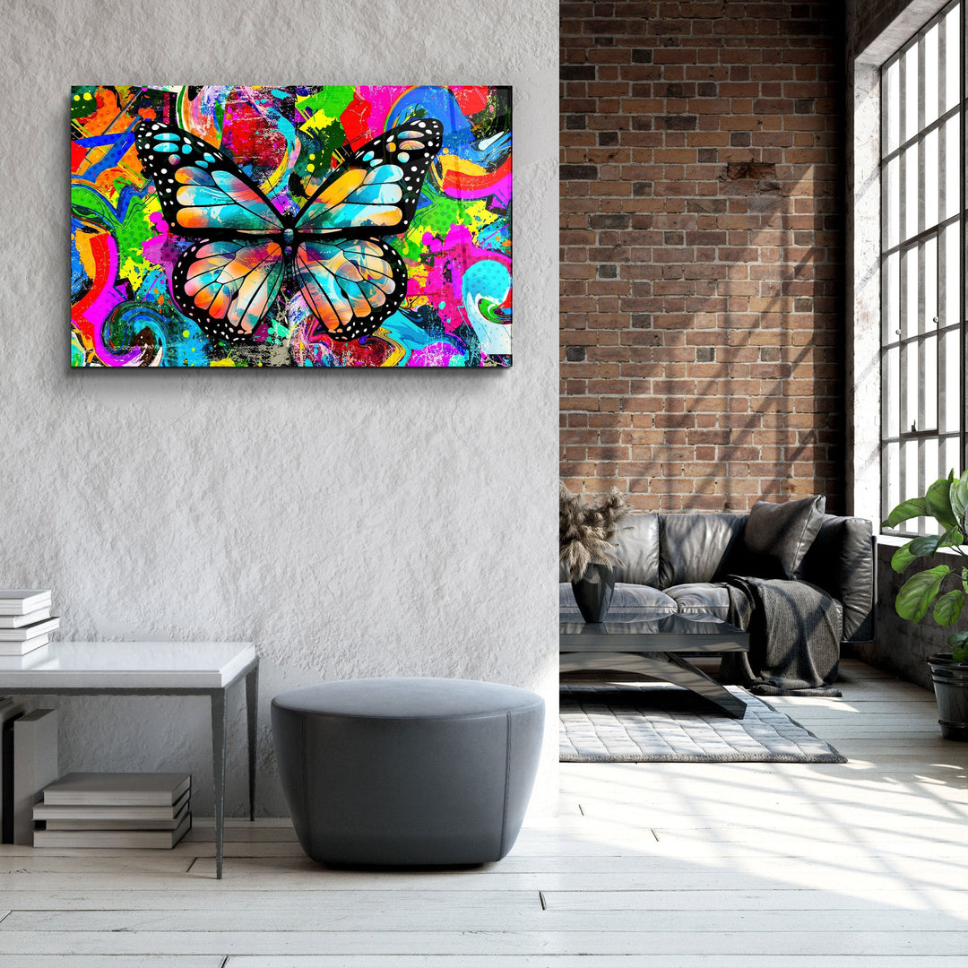 ・"Colorful Butturfly"・Glass Wall Art | Artdesigna Glass Printing Wall Arts.