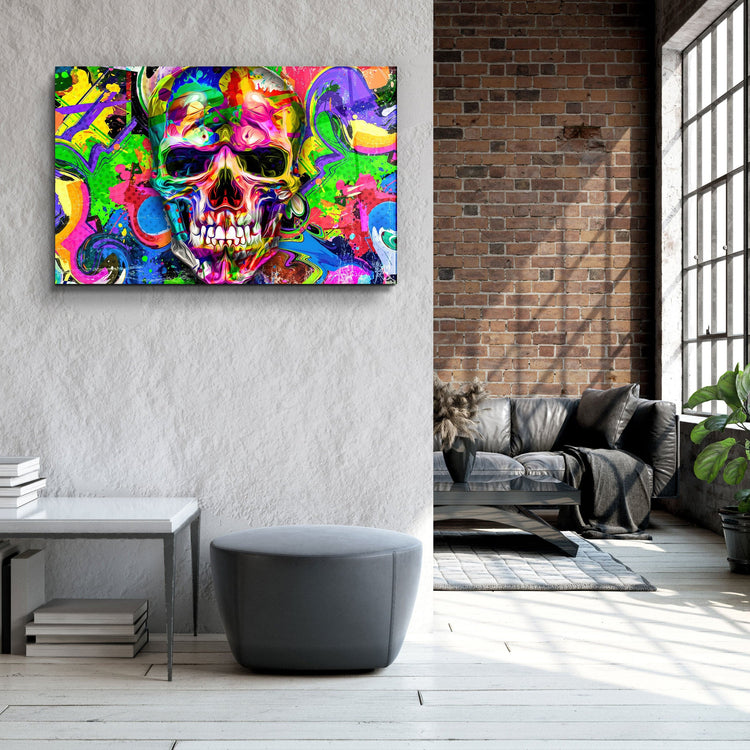 ・"Skull Graffiti Art"・Glass Wall Art | Artdesigna Glass Printing Wall Arts.