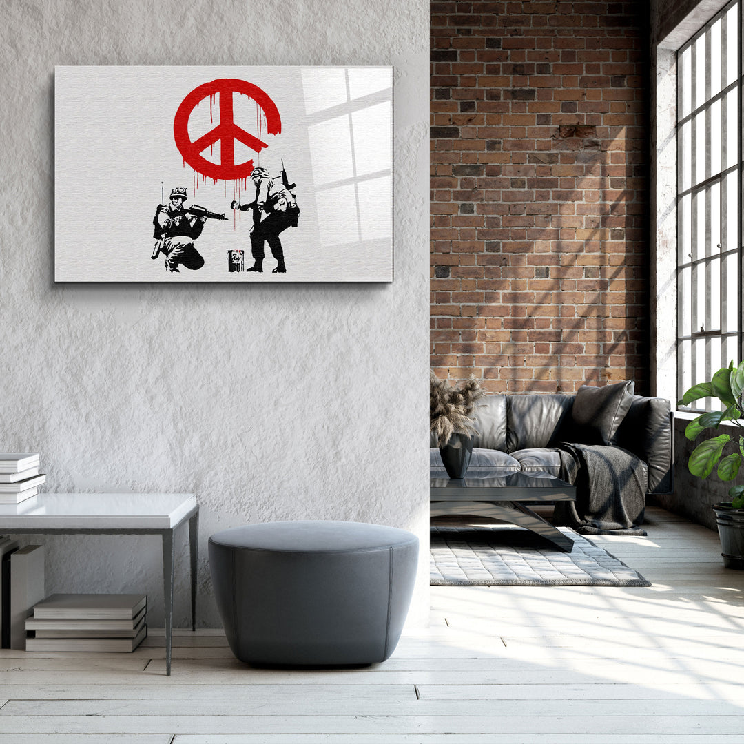 ・"Banksy - Anti-War"・Glass Wall Art | Artdesigna Glass Printing Wall Arts.