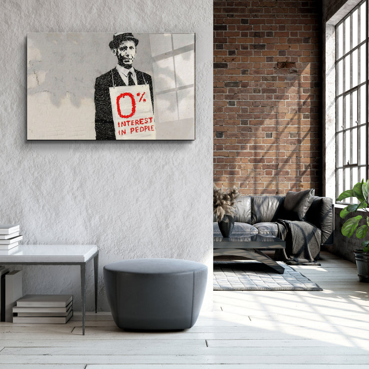 ・"Banksy - Zero Percent Interest"・Glass Wall Art | Artdesigna Glass Printing Wall Arts.