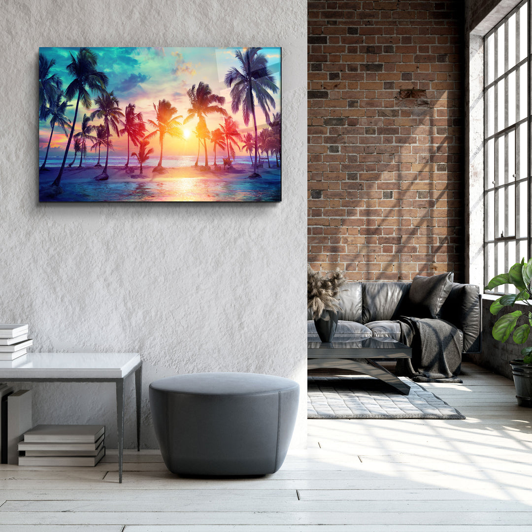 ・"Palm Trees "・Glass Wall Art | Artdesigna Glass Printing Wall Arts.