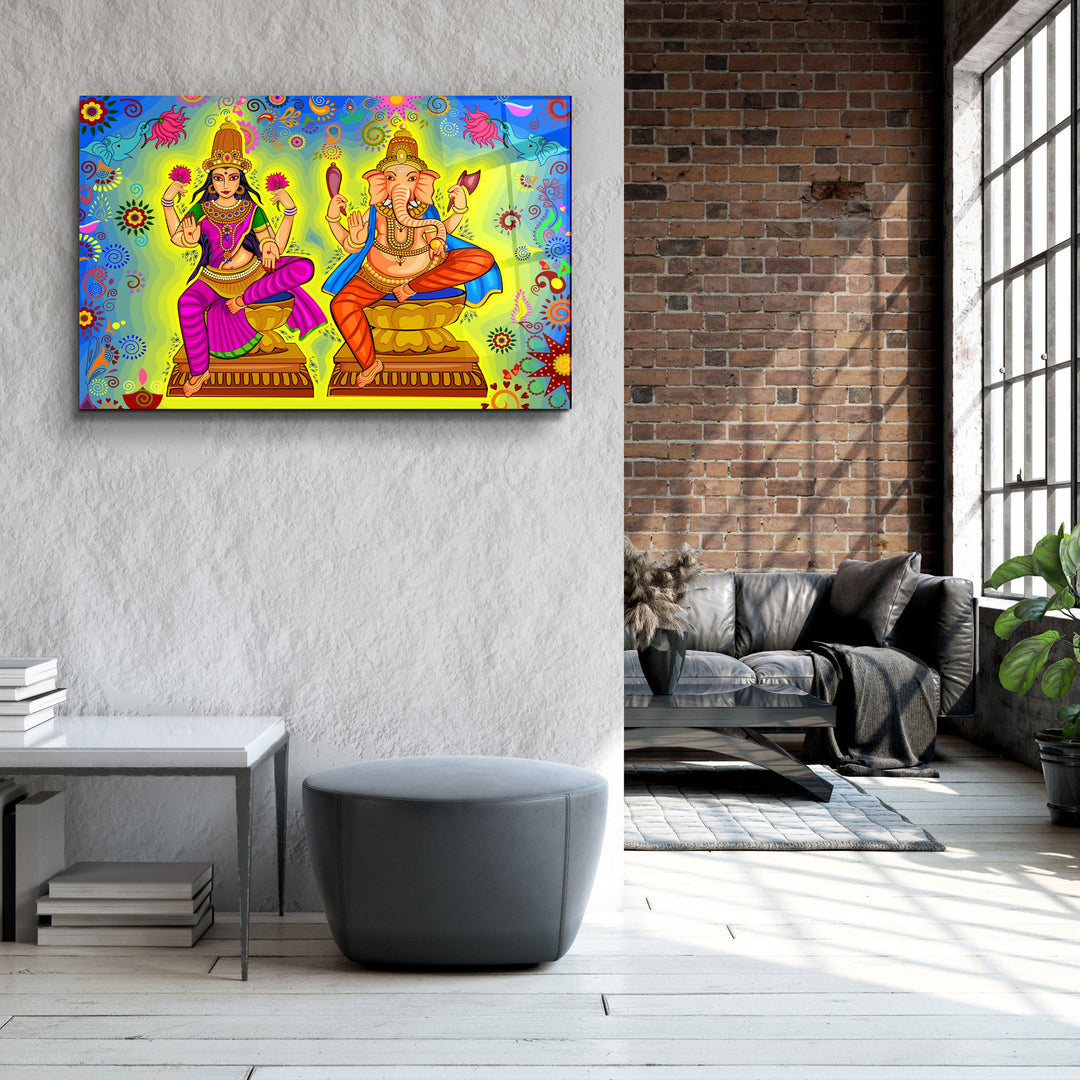 ・"Lord Ganesha Illustration"・Glass Wall Art | Artdesigna Glass Printing Wall Arts.