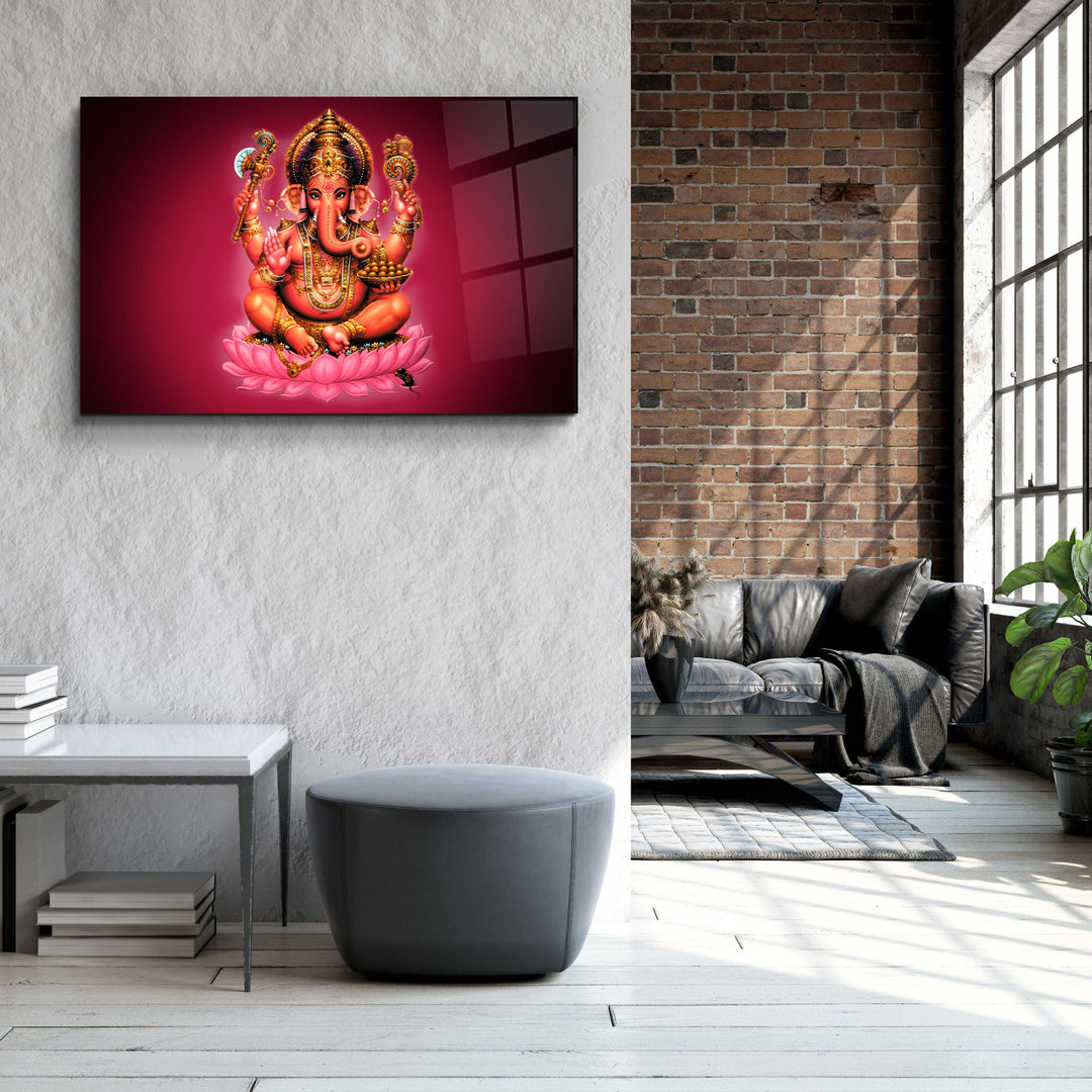 ・"Lord Ganesha"・Glass Wall Art | Artdesigna Glass Printing Wall Arts.