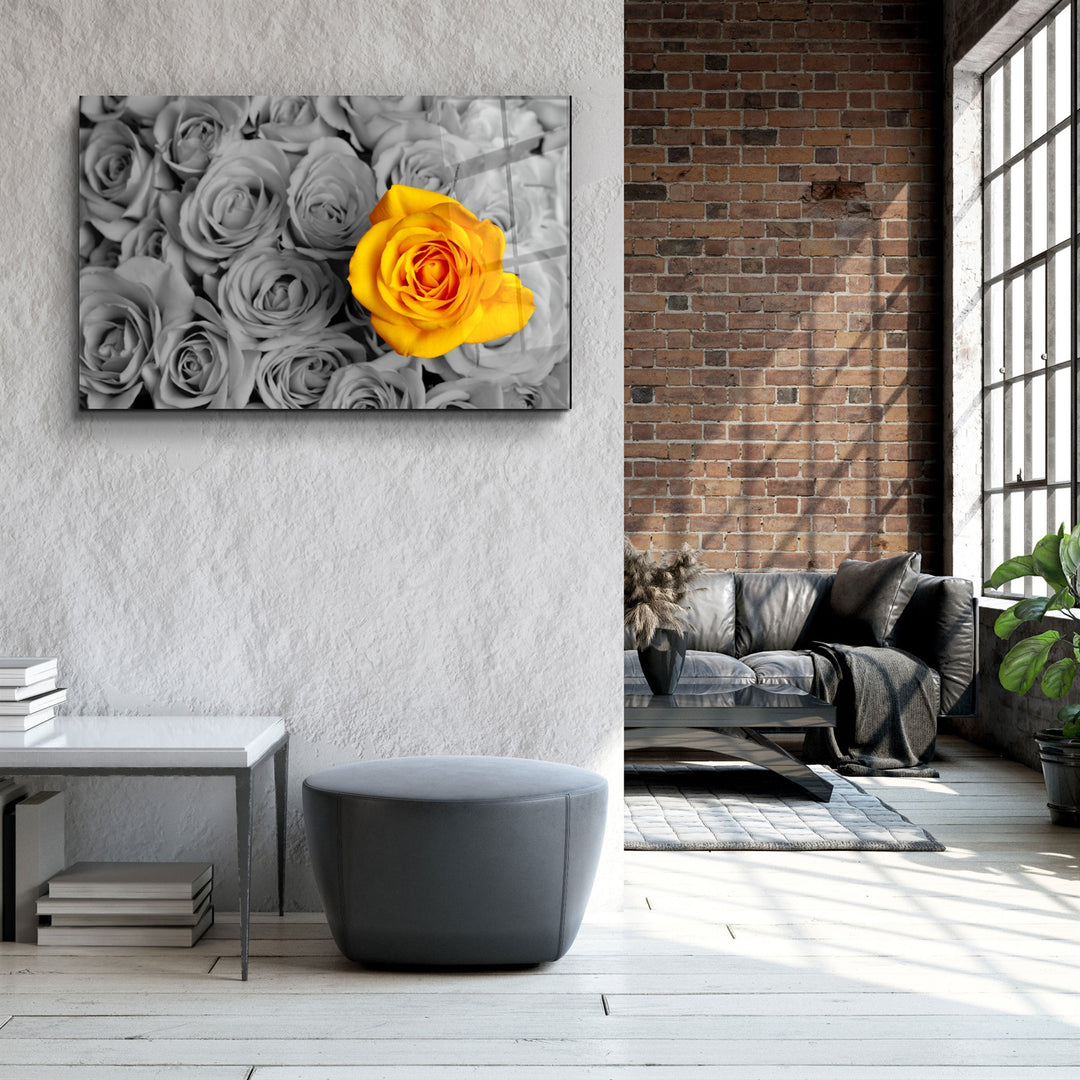 ・"Yellow Rose"・Glass Wall Art | Artdesigna Glass Printing Wall Arts.