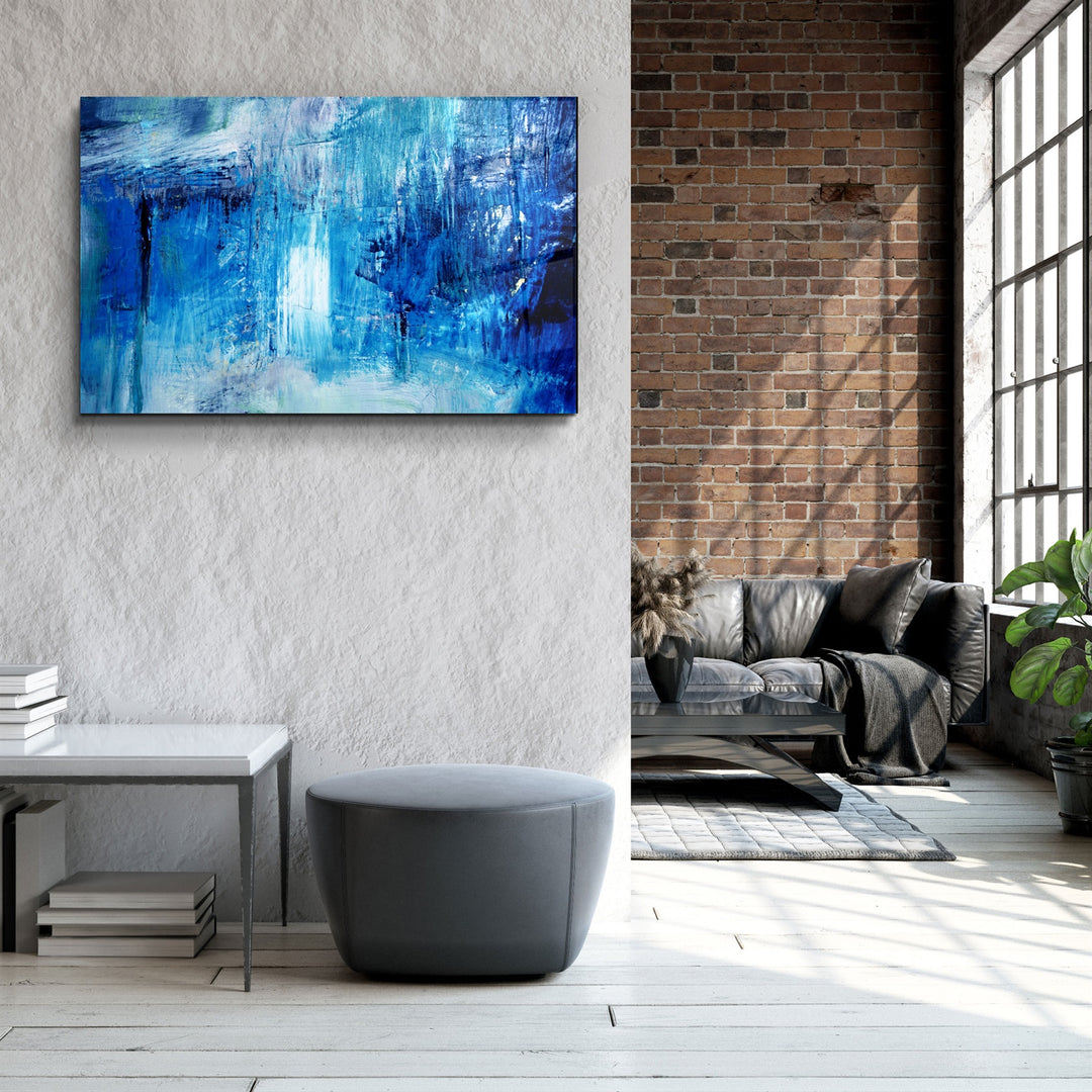 ・"Blue Fall"・Glass Wall Art | Artdesigna Glass Printing Wall Arts.