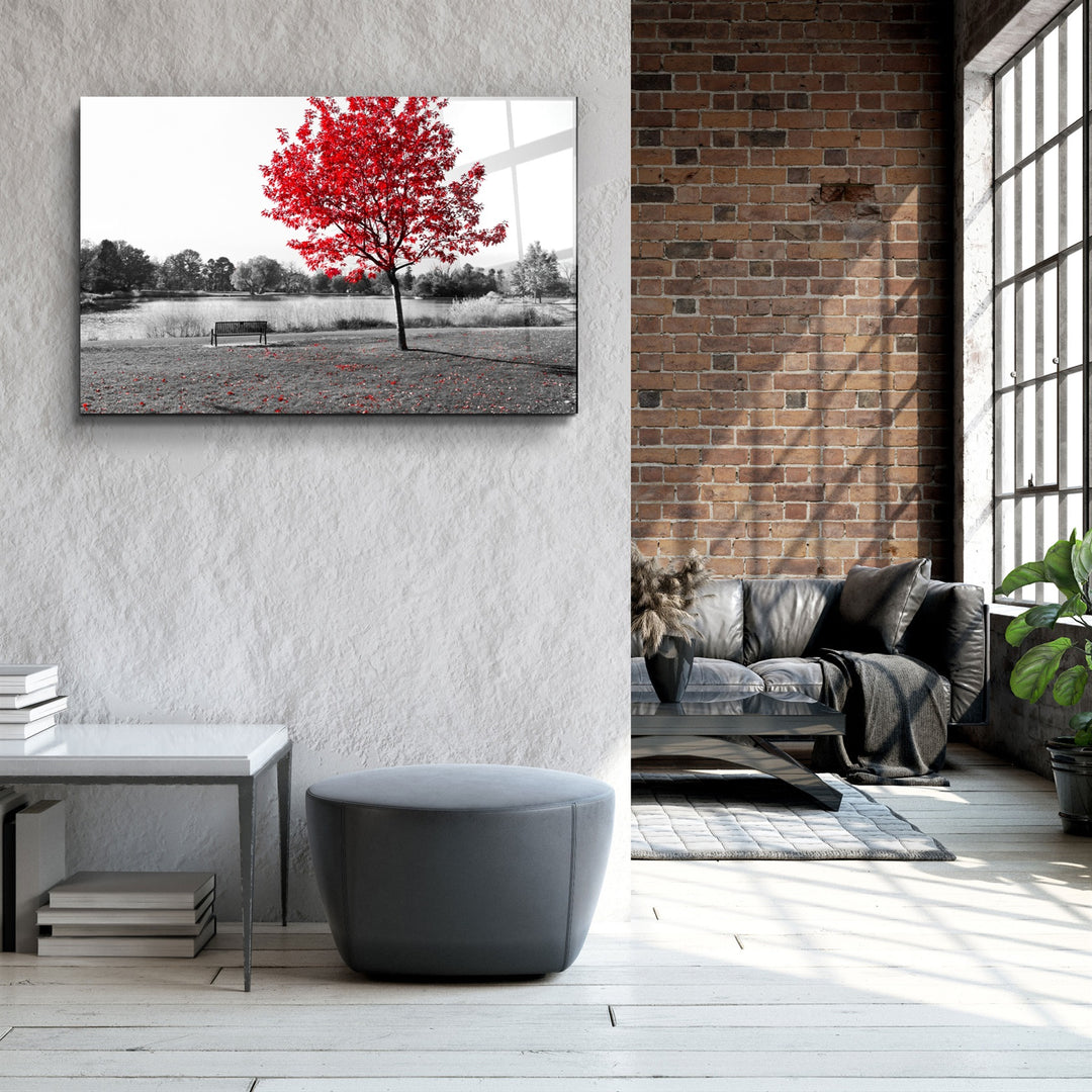 ・"Red Fall"・Glass Wall Art | Artdesigna Glass Printing Wall Arts.