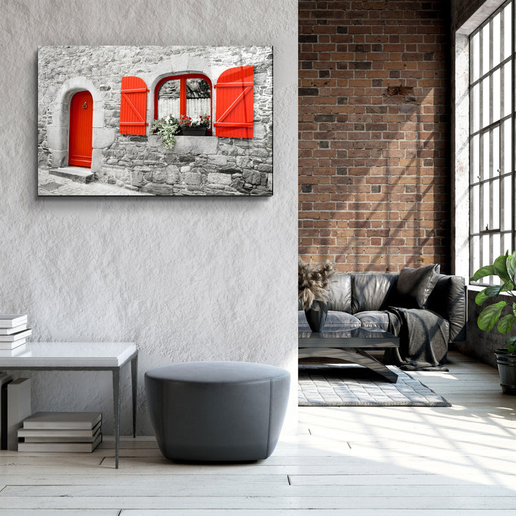 ・"Red Door"・Glass Wall Art | Artdesigna Glass Printing Wall Arts.