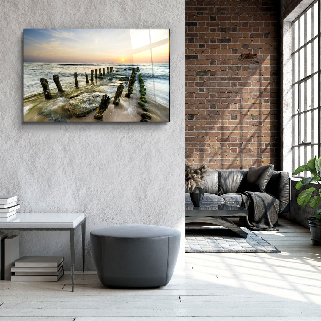 ・"Pier Ruin"・Glass Wall Art | Artdesigna Glass Printing Wall Arts.