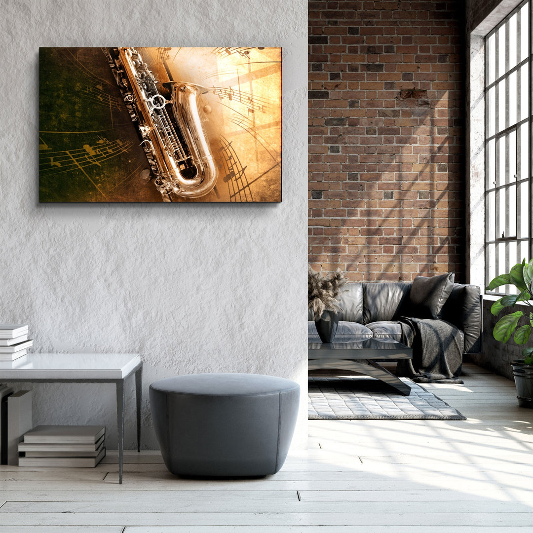 ・"Music (Saxophone)"・Glass Wall Art | Artdesigna Glass Printing Wall Arts.