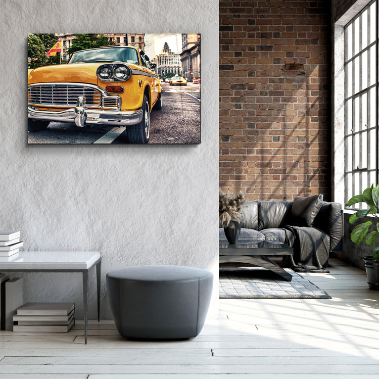 ・"Classic Taxi"・Glass Wall Art | Artdesigna Glass Printing Wall Arts.