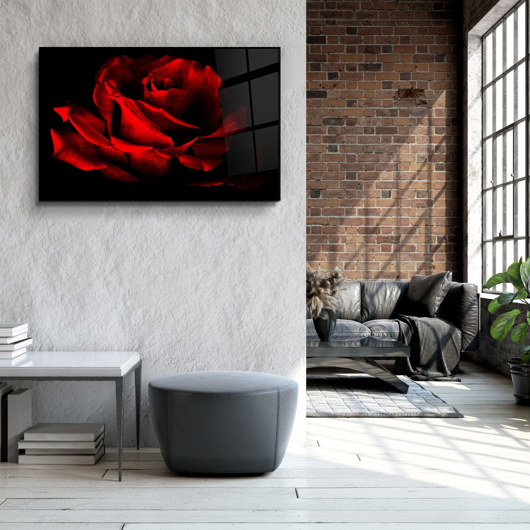 ・"Red Rose Vintage"・Glass Wall Art | Artdesigna Glass Printing Wall Arts.