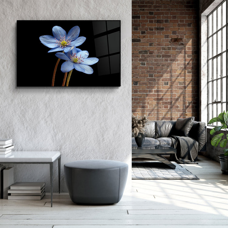 ・"Blue Flower"・Glass Wall Art | Artdesigna Glass Printing Wall Arts.