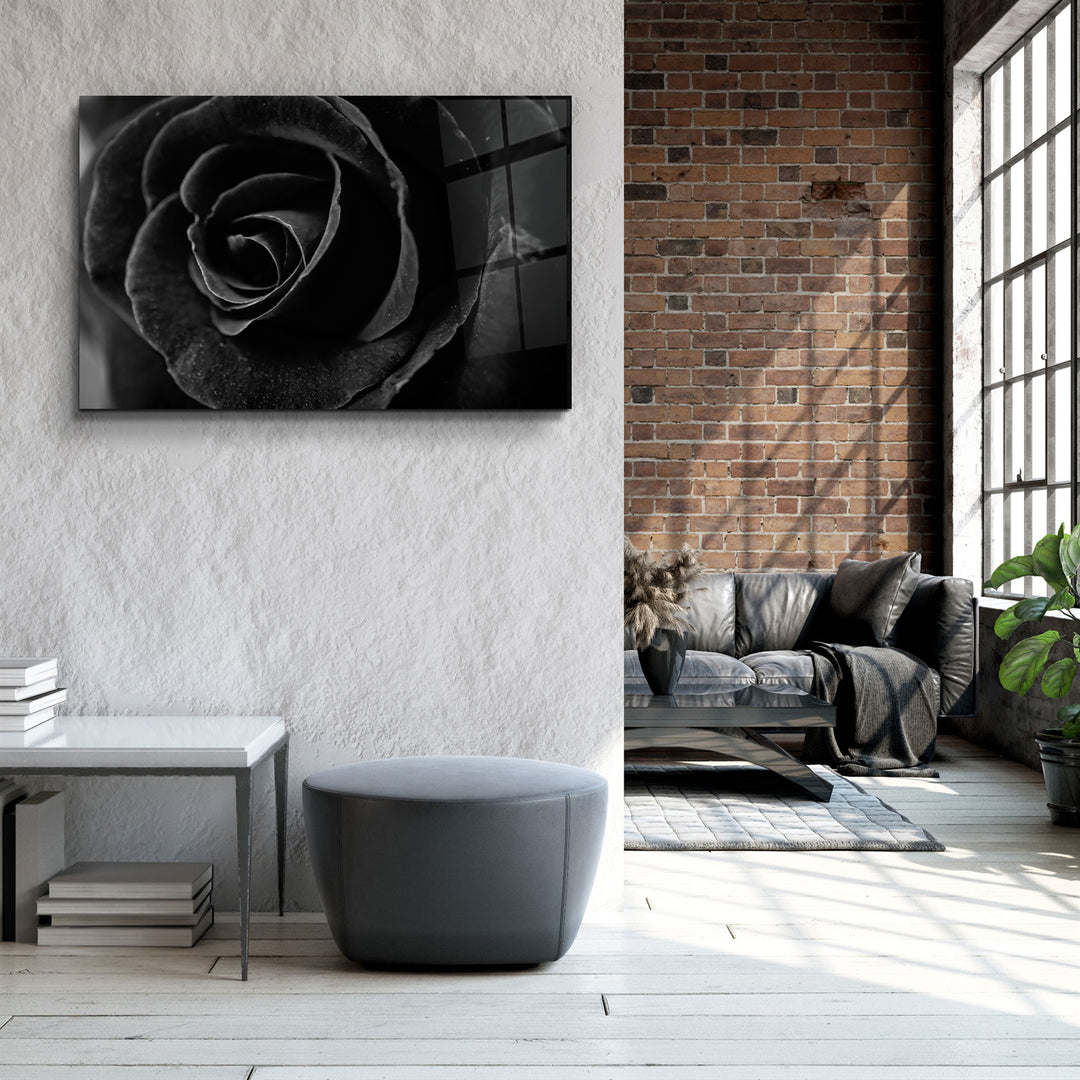 ・"Black Rose"・Glass Wall Art | Artdesigna Glass Printing Wall Arts.