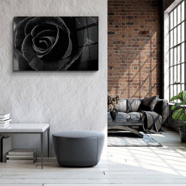 ・"Black Rose"・Glass Wall Art | Artdesigna Glass Printing Wall Arts.