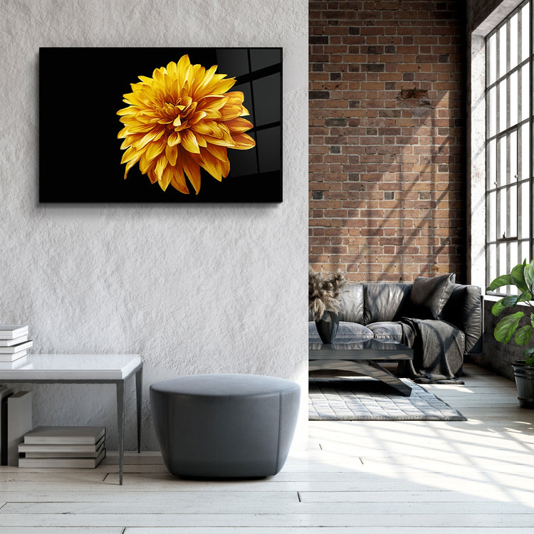 ・"Yellow Flower"・Glass Wall Art | Artdesigna Glass Printing Wall Arts.