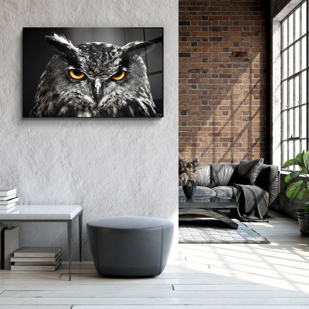 ・"Owl"・Glass Wall Art | Artdesigna Glass Printing Wall Arts.