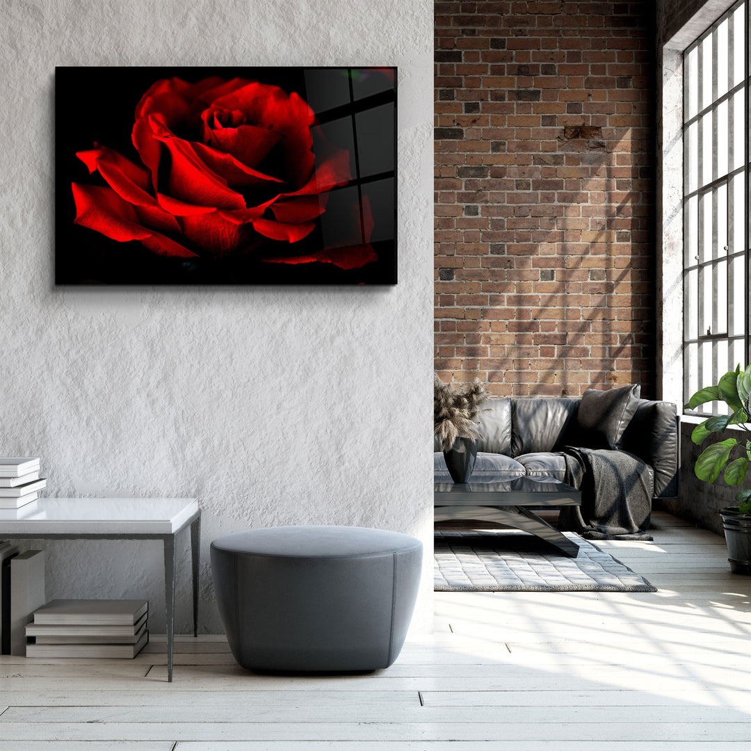 ・"Red Rose"・Glass Wall Art | Artdesigna Glass Printing Wall Arts.