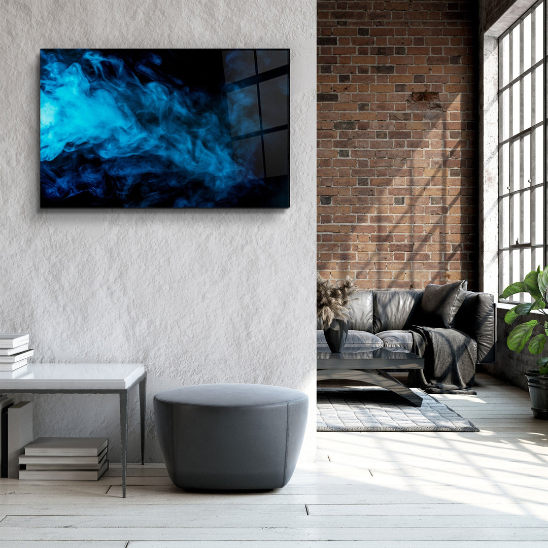 ・"Blue Smoke"・Glass Wall Art | Artdesigna Glass Printing Wall Arts.