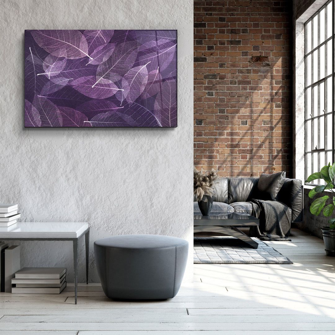 ・"Purple Leaf"・Glass Wall Art | Artdesigna Glass Printing Wall Arts.