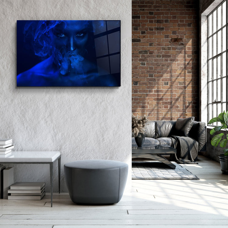 ・"Smoke and Woman"・Glass Wall Art | Artdesigna Glass Printing Wall Arts.