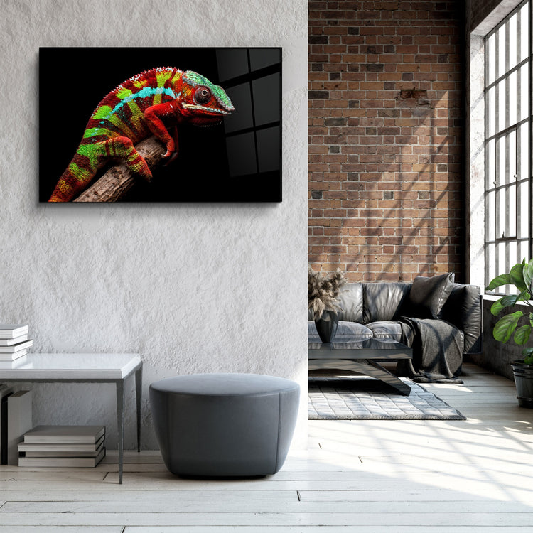 ・"Chameleon"・Glass Wall Art | Artdesigna Glass Printing Wall Arts.