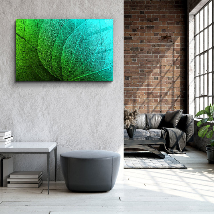 ・"Green Leaf 2"・Glass Wall Art | Artdesigna Glass Printing Wall Arts.