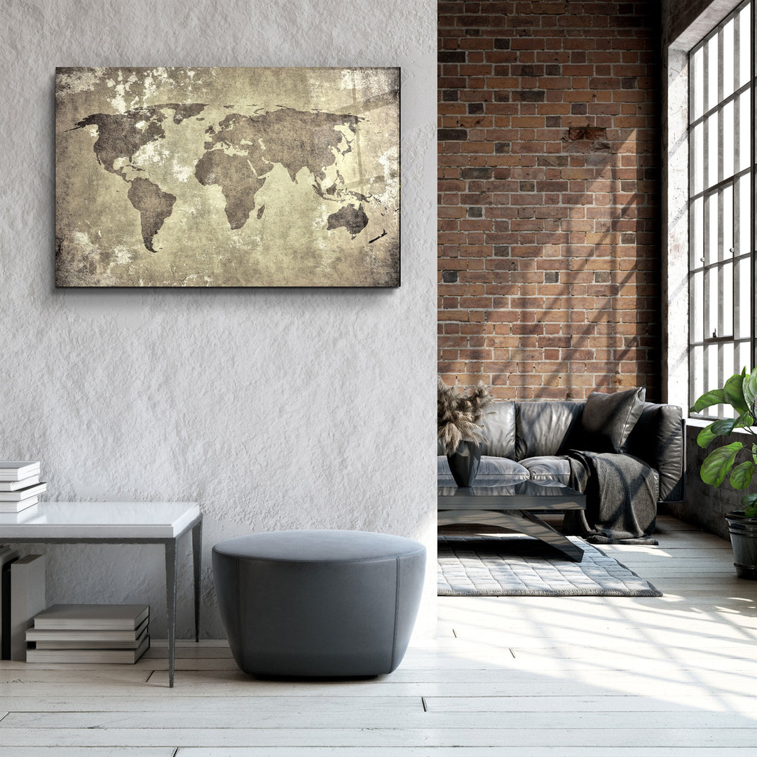 ・"World Map"・Glass Wall Art | Artdesigna Glass Printing Wall Arts.