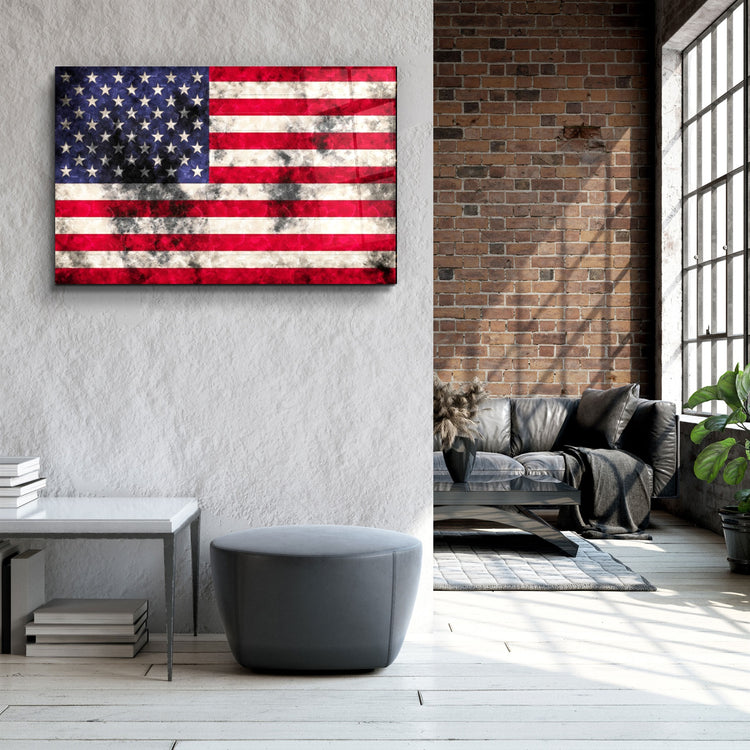 ・"Flag of the U.S."・Glass Wall Art | Artdesigna Glass Printing Wall Arts.