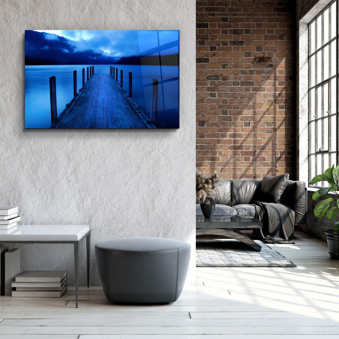 ・"Blue Dock"・Glass Wall Art | Artdesigna Glass Printing Wall Arts.