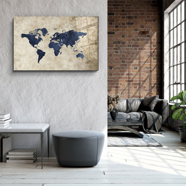 ・"World Map"・Glass Wall Art | Artdesigna Glass Printing Wall Arts.