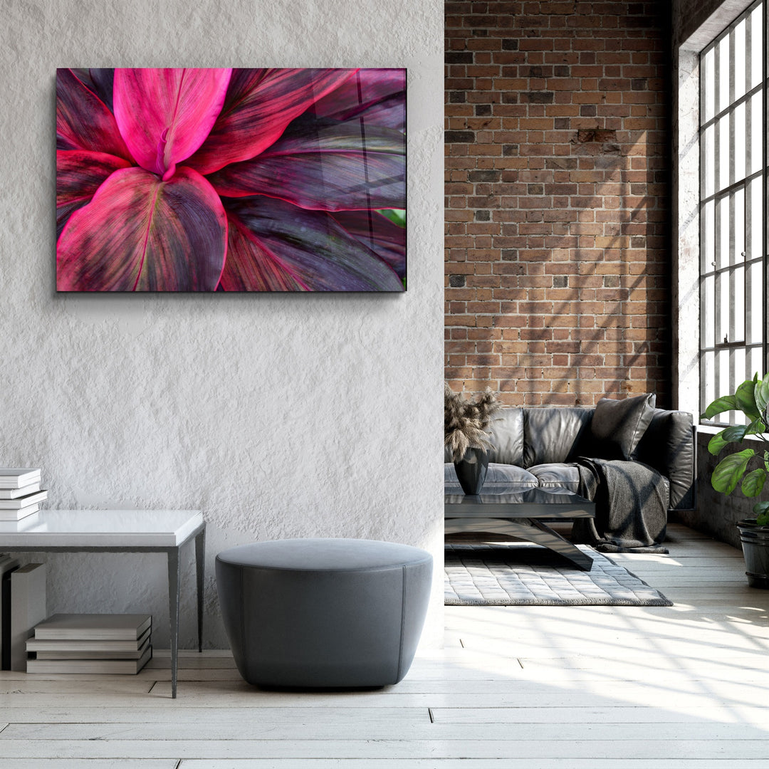 ・"Pink Leaves"・Glass Wall Art | Artdesigna Glass Printing Wall Arts.