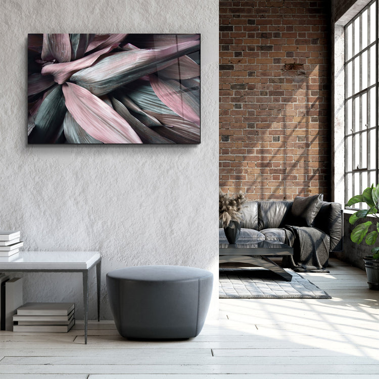 ・"Pink Leaves V2"・Glass Wall Art | Artdesigna Glass Printing Wall Arts.