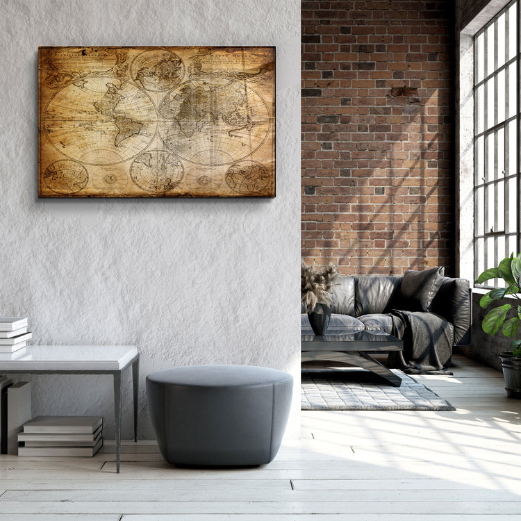 ・"The Old Map"・Glass Wall Art | Artdesigna Glass Printing Wall Arts.