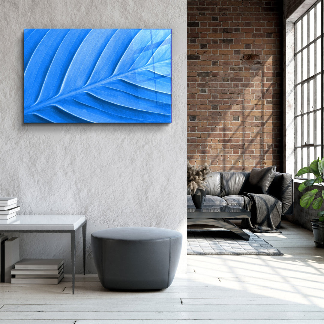 ・"Blue Leaf"・Glass Wall Art | Artdesigna Glass Printing Wall Arts.