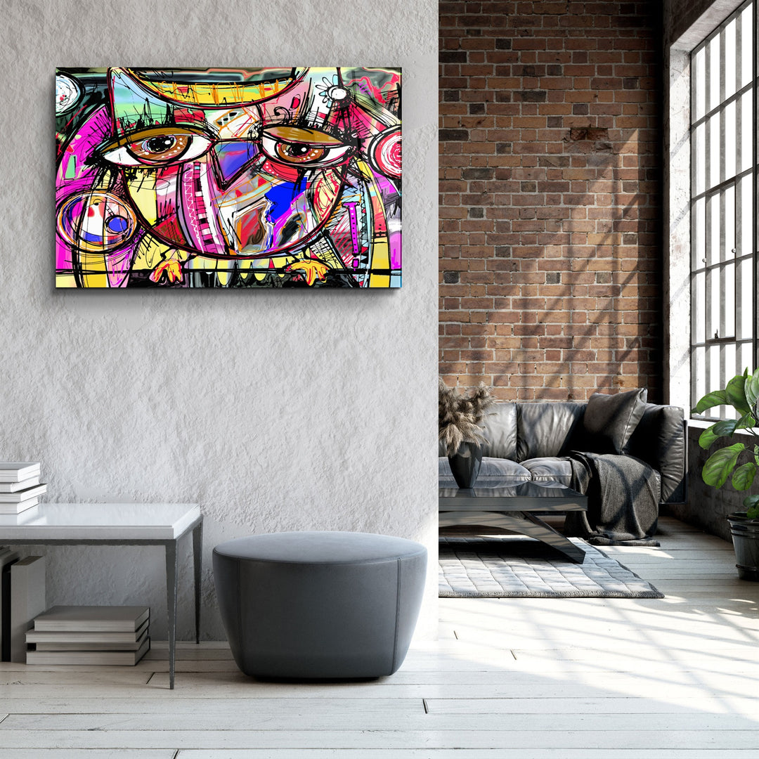 ・"Owl Abstract"・Glass Wall Art | Artdesigna Glass Printing Wall Arts.