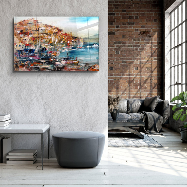 ・"Coastal Town"・Glass Wall Art | Artdesigna Glass Printing Wall Arts.