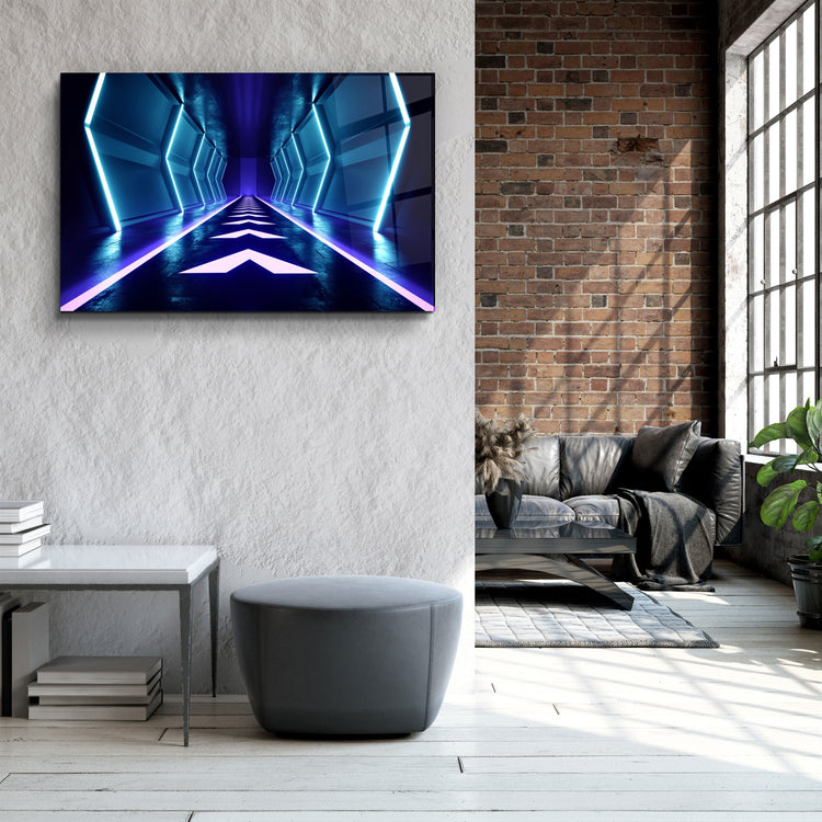 ・"Neon Spacecraft"・Glass Wall Art | Artdesigna Glass Printing Wall Arts.