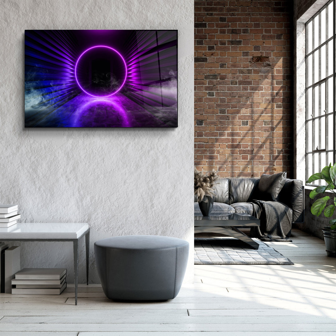 ・"Neon Circle"・Glass Wall Art | Artdesigna Glass Printing Wall Arts.