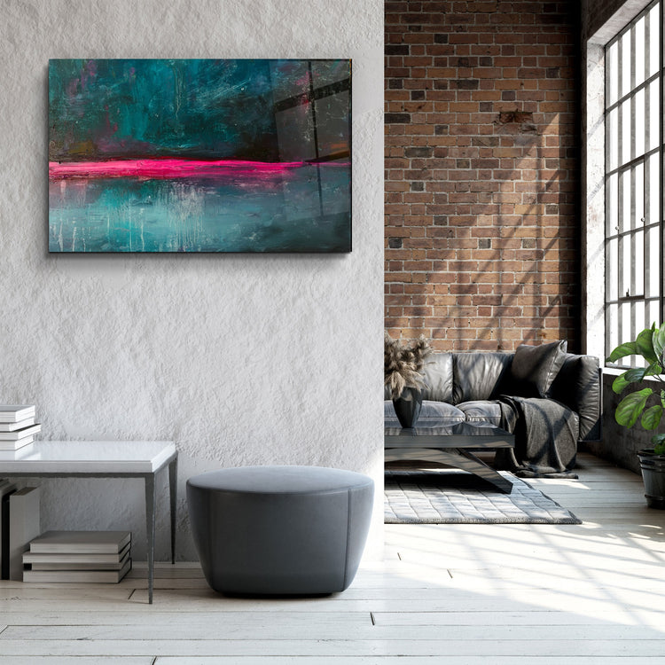 ・"Pink Horizon Abstract"・Glass Wall Art | Artdesigna Glass Printing Wall Arts.