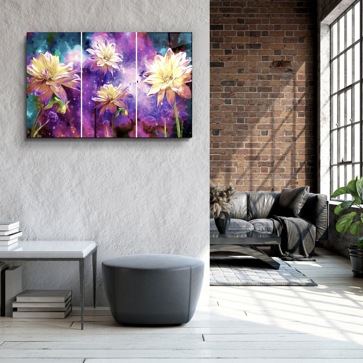 ・"Divided Flowers Purple"・Glass Wall Art | Artdesigna Glass Printing Wall Arts.