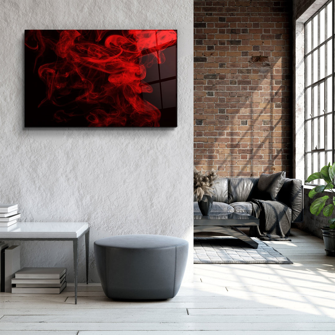 ・"Red Smoke2"・Glass Wall Art | Artdesigna Glass Printing Wall Arts.