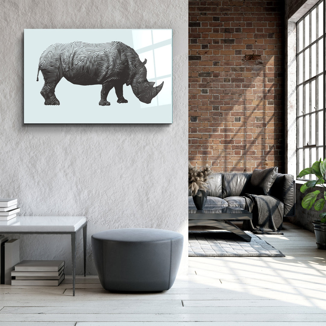 ・"Rhino"・Glass Wall Art | Artdesigna Glass Printing Wall Arts.