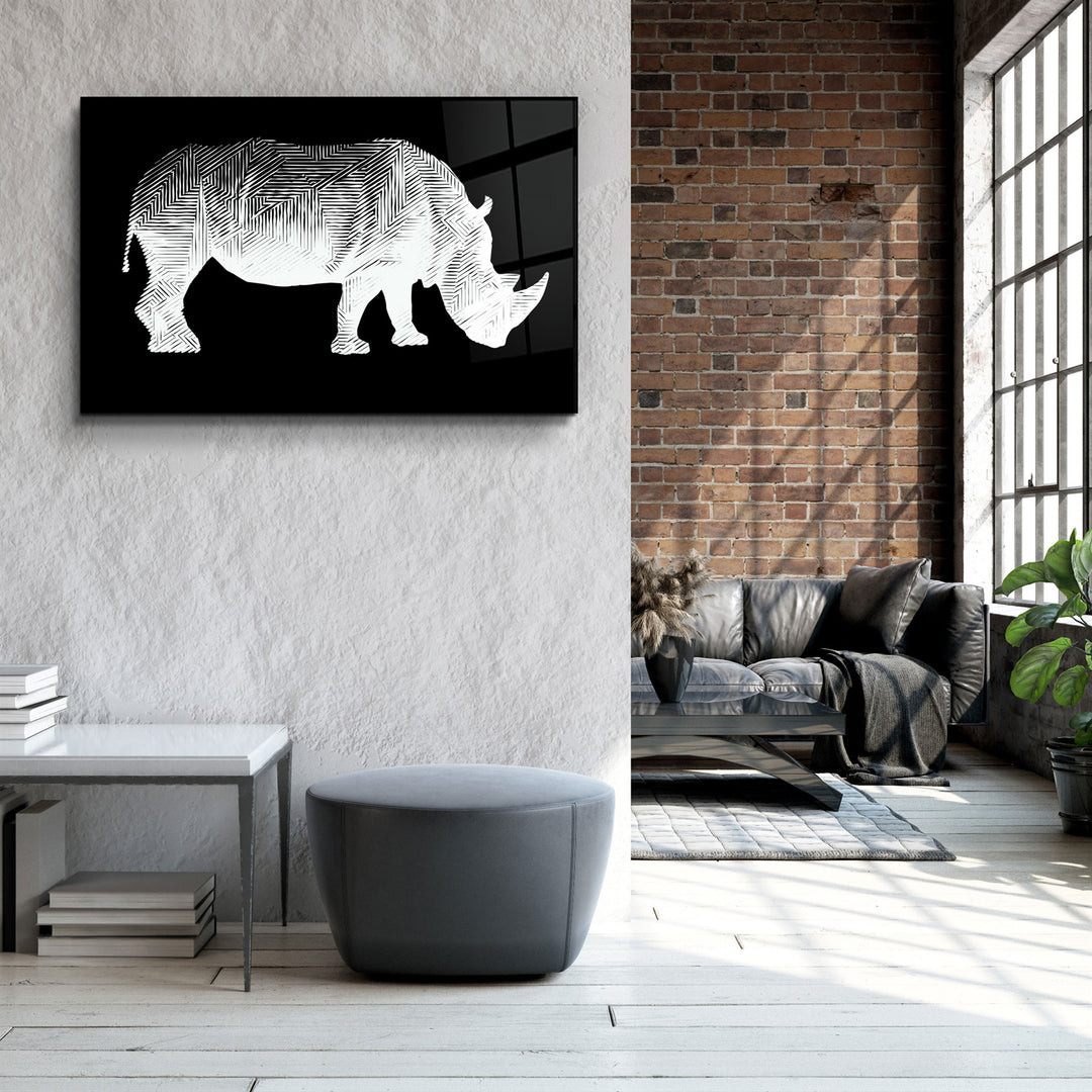 ・"Rhino Black"・Glass Wall Art | Artdesigna Glass Printing Wall Arts.