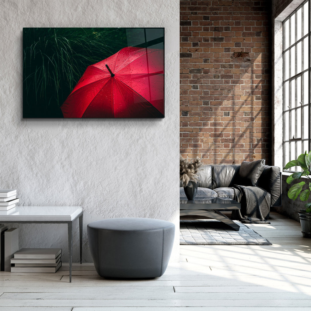 ・"Red Umbrella"・Glass Wall Art | Artdesigna Glass Printing Wall Arts.