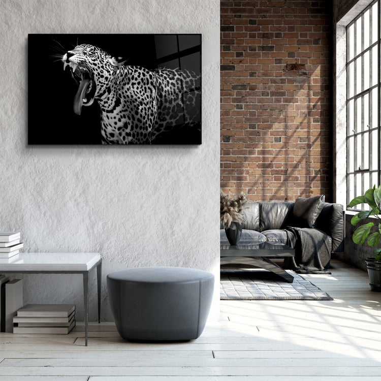 ・"Leopard Yawn"・Glass Wall Art | Artdesigna Glass Printing Wall Arts.