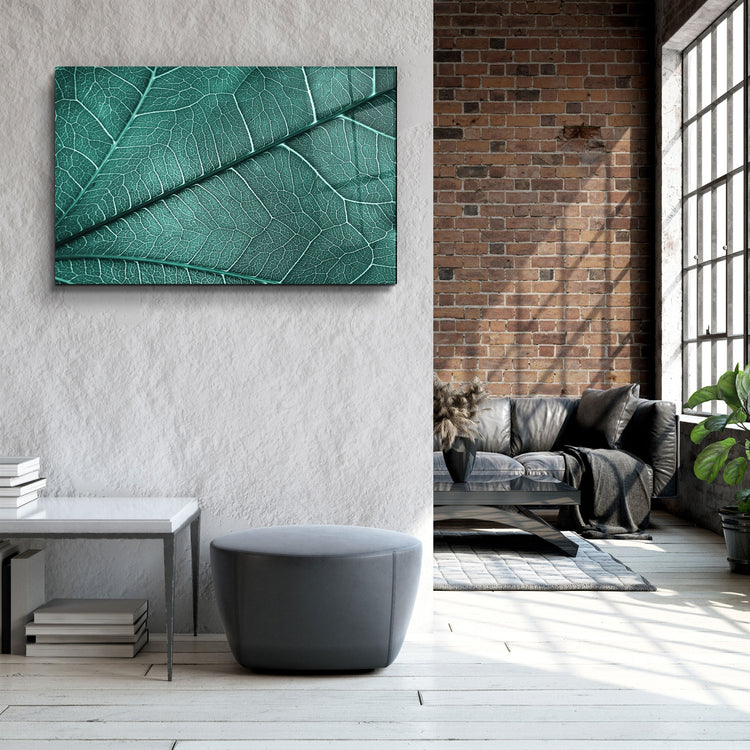 ・"Green Leaf 4"・Glass Wall Art | Artdesigna Glass Printing Wall Arts.