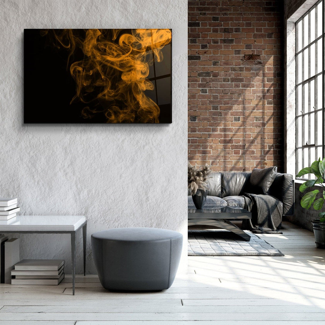 ・"Orange Smoke"・Glass Wall Art | Artdesigna Glass Printing Wall Arts.