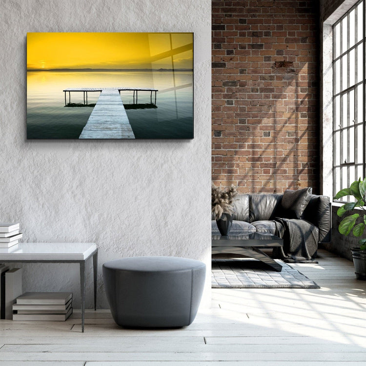 ・"Sunset on the Pier"・Glass Wall Art | Artdesigna Glass Printing Wall Arts.